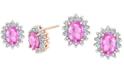 Macy's Pink Sapphire (2 ct. t.w.) & Diamond (3/8 ct. t.w.) Stud Earrings in 14k Rose Gold